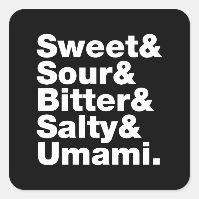 Adesivo Quadrado Cinco gostos básicos (Frente)