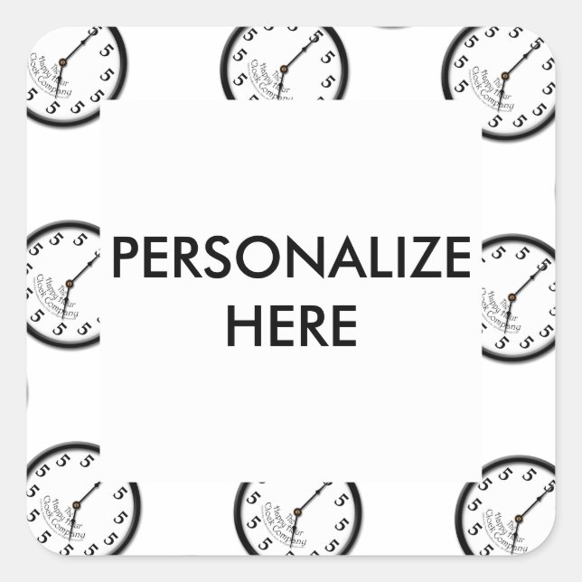 ADESIVO QUADRADO CINCO HORAS DE RELÓGIO (Frente)