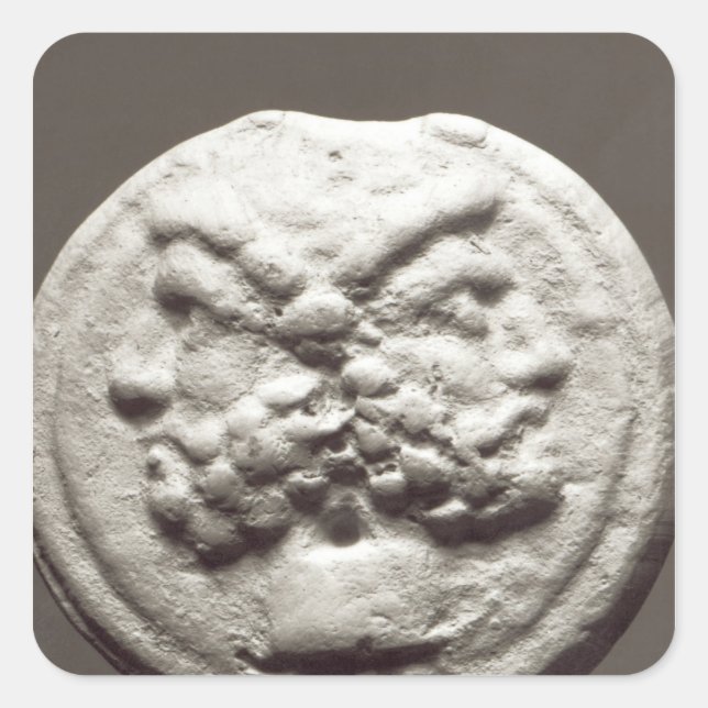 Adesivo Quadrado Cinco moedas representando Janus, Júpiter (Frente)