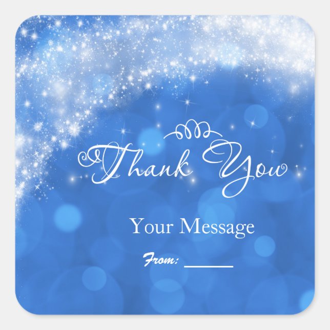 Adesivo Quadrado Cinderela Azul e Branca qualquer festa de evento (Frente)