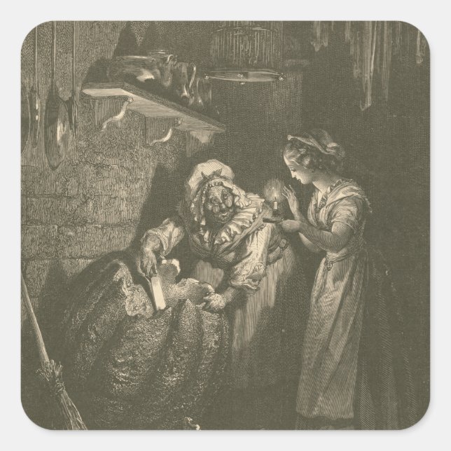 Adesivo Quadrado Cinderella Pumpkin - Gustave Doré (Frente)
