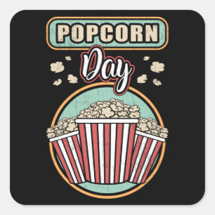 Adesivo Quadrado Cinema Popcorn Day Filme Snack Pop Filme Presente