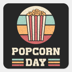 Adesivo Quadrado Cinema Popcorn Day Filme Snack Pop Filme Presente 