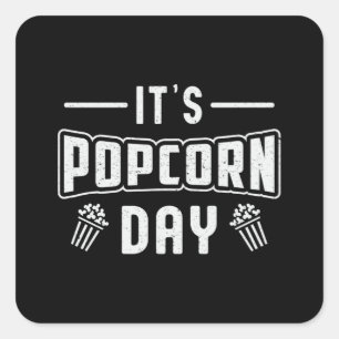Adesivo Quadrado Cinema Popcorn Day Snack Filme Pop Filme Presente 