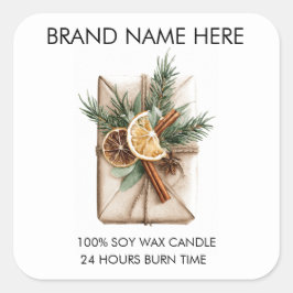 Adesivo Quadrado Cinnamon & Citrus Design | Christmas Candle Labels
