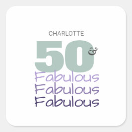 Adesivo Quadrado Cinquenta e Festa de aniversário fabulosa