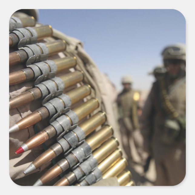 Adesivo Quadrado Cintos de munições de calibre 50 (Frente)
