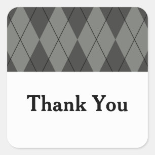 Adesivo Quadrado Cinza Argyle Casamento Obrigado Stickers