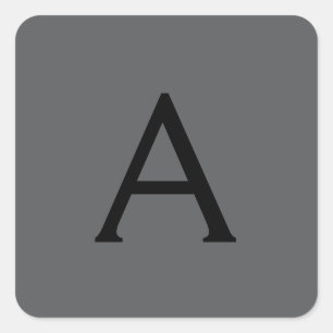 Adesivo Quadrado Cinza Clássica Monograma Simples Adicionar Nome In