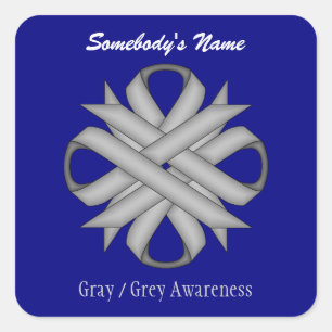 Adesivo Quadrado Cinza Clover Ribbon por Kenneth Yoncich