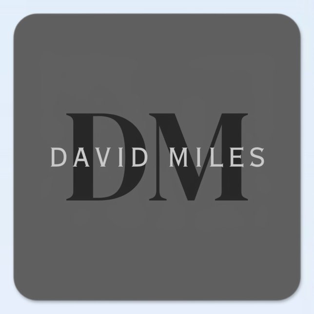 Adesivo Quadrado Cinza de Nome Comercial Editável (ou qualquer outr (Criador carregado)