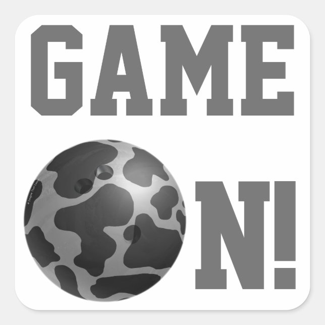 Adesivo Quadrado Cinza de Vaca bola de boliche (Frente)