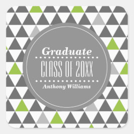 Adesivo Quadrado Cinza | Graduação Personalizada Geométrica Verde