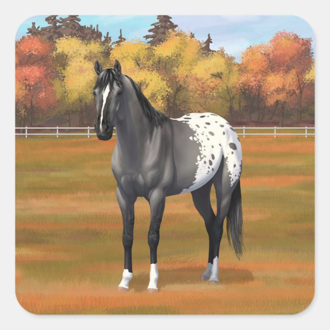 Adesivo Quadrado Cinza Grulla Appaloosa Quarter Horse Stallion (Frente)