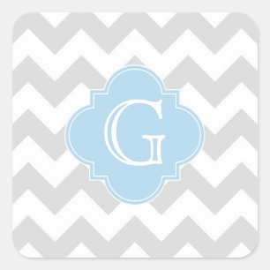 Adesivo Quadrado Cinza Leve Chevron Lt Blue Quatrefoil Monograma