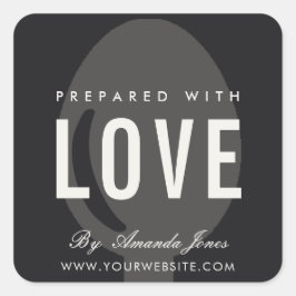 ADESIVO QUADRADO CINZA NEGRA CHEF PREPARADO COM AMOR