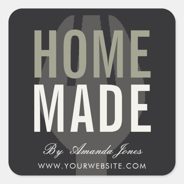 ADESIVO QUADRADO CINZA NEGRA MÍNIMA FORK COZINHAR CHEF HOMEMADE (Frente)