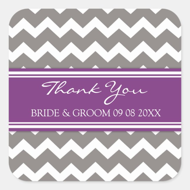 Adesivo Quadrado Cinza Plum Chevron Obrigado Sentença (Frente)