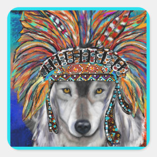 Adesivo Quadrado Cinza Wolf Art