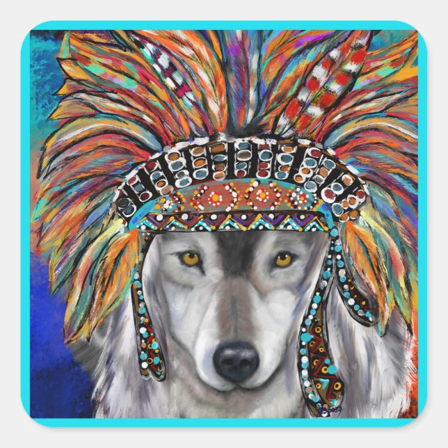 Adesivo Quadrado Cinza Wolf Art (Frente)