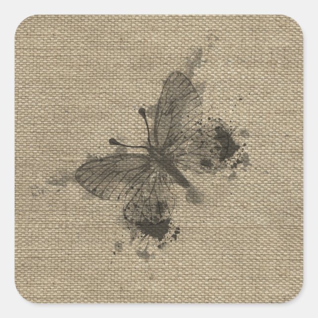 Adesivo Quadrado cinzas de moda legal e fofinha borboletas de vinta (Frente)