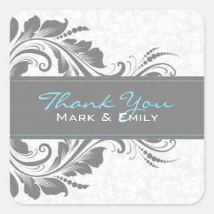 Adesivo Quadrado Cinzas E Ornamento Floral Branco