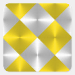 Adesivo Quadrado Cinzas e quadrados metálicos amarelos