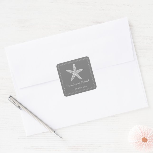 Adesivo Quadrado Cinzas Estrelas (Envelope)