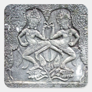 Adesivo Quadrado Cinzeladura de pedra dos dançarinos cambojanos
