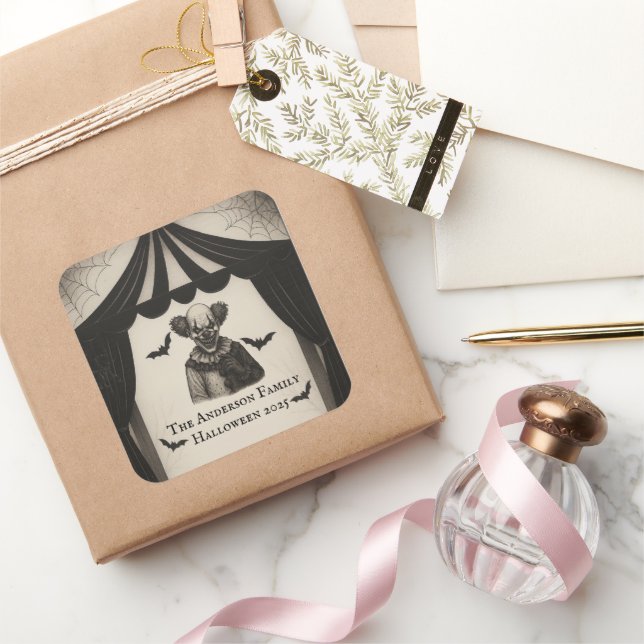 Adesivo Quadrado Circo Antigo | Tema de Carnaval Assombrado de Hall (Presentear)