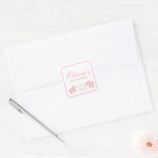 Adesivo Quadrado Circo fosco Cookies festa de aniversário (Envelope)