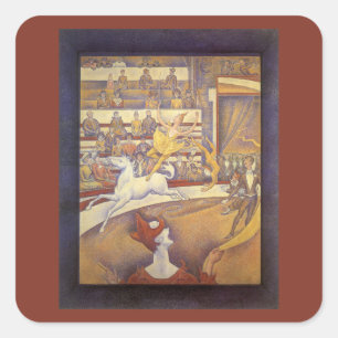 Adesivo Quadrado Circo por Georges Seurat, Vintage Pointillism Art