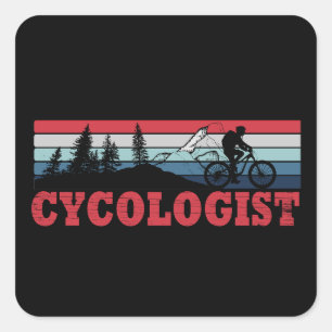 Adesivo Quadrado Circuito engraçado de ciclismo do Cycologist MTB