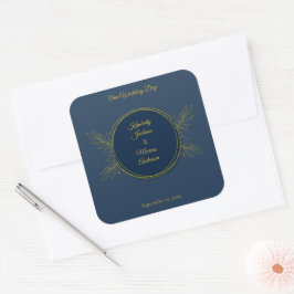 Adesivo Quadrado Círculo de Elegância Dourada Casamento