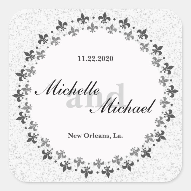 Adesivo Quadrado Círculo Duplo de Fleur de Lis (Frente)