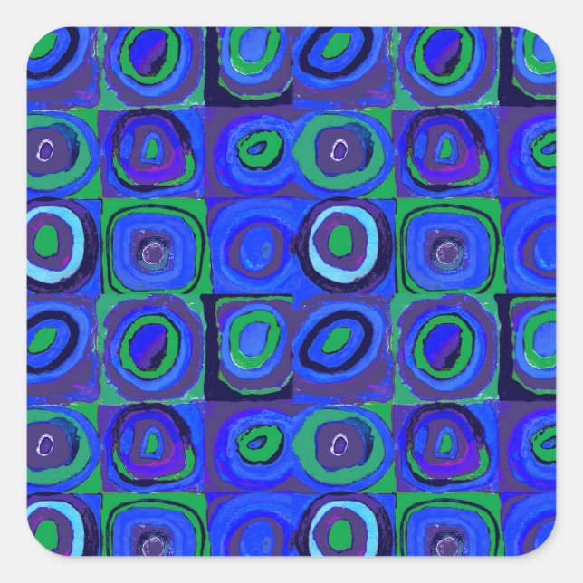 Adesivo Quadrado Círculo Quadrado do Kandinsky Farbstudie Blue Quad (Frente)