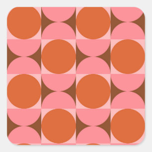 Adesivo Quadrado Círculos abstratos rosa e laranja de meados do séc