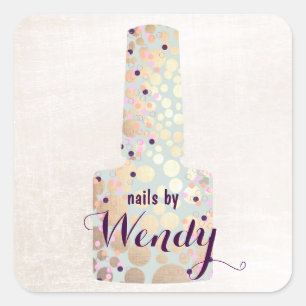 Adesivo Quadrado Circulos Dourados Manicurista de unhas salões de 