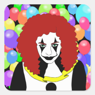 Adesivo Quadrado Circus Clowy Girl Wicked Women horror gótico art