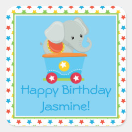 Adesivo Quadrado Circus Train | Elefante | Personalizado