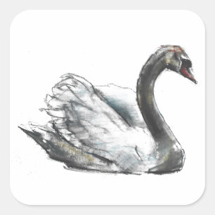 Adesivo Quadrado Cisne