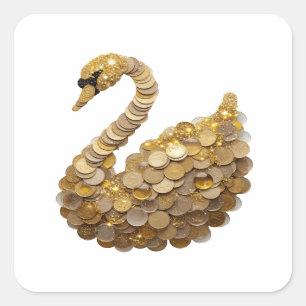 Adesivo Quadrado CISNE D'OURO Prateado Fofo