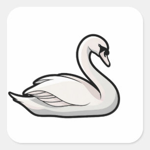 Adesivo Quadrado Cisne Elegante – Ilustração Mínima de Animal