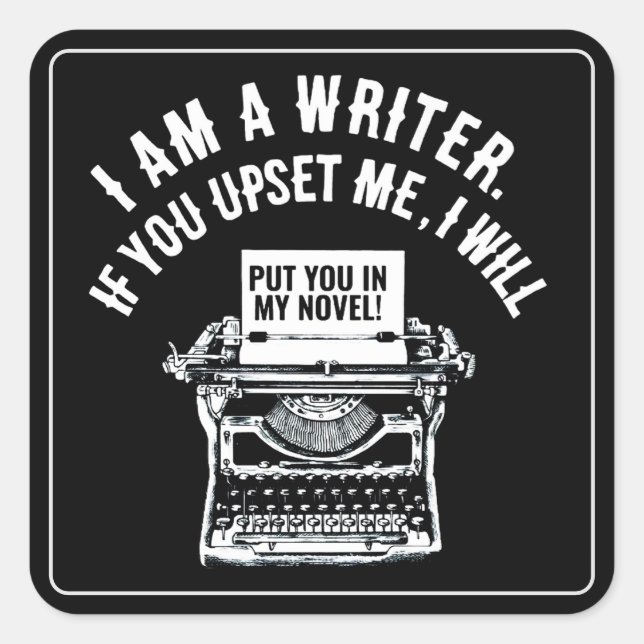 Adesivo Quadrado Citação de Escritor Humoroso (Frente)