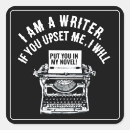 Adesivo Quadrado Citação de Escritor Humoroso