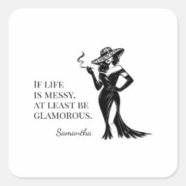Adesivo Quadrado Citação de Estilo Glam Personalizado em Design