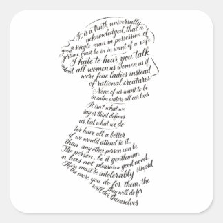Adesivo Quadrado Citação de Jane Austen Calligram