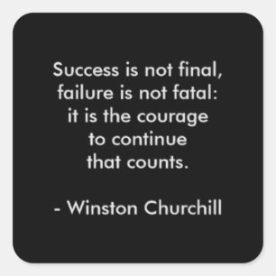 Adesivo Quadrado Citação de Winston Churchill; Sucesso