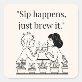 Adesivo Quadrado citação do café