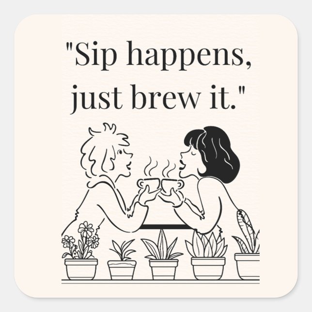 Adesivo Quadrado citação do café (Frente)